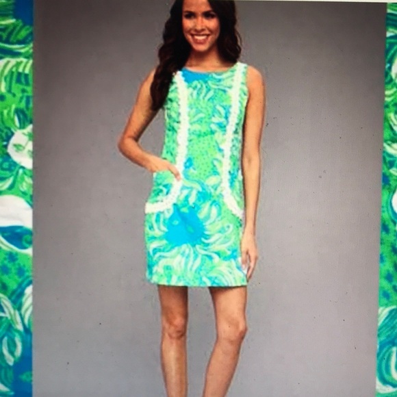 Lilly Pulitzer Casey shift dress in green + blue - Picture 1 of 4
